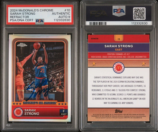Sarah Strong Autographed/Signed 2024 Topps Chrome McDonald's All-American Refractor PSA 9 Auto!