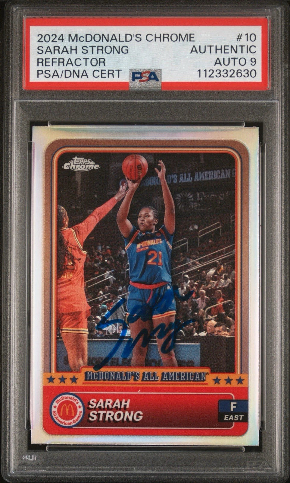 Sarah Strong Autographed/Signed 2024 Topps Chrome McDonald's All-American Refractor PSA 9 Auto!