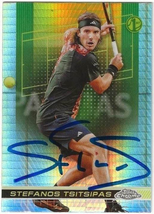 Stefanos Tsitsipas Autographed/Signed 2024 Topps Chrome Prism Refractor 1st Card Exact Proof!
