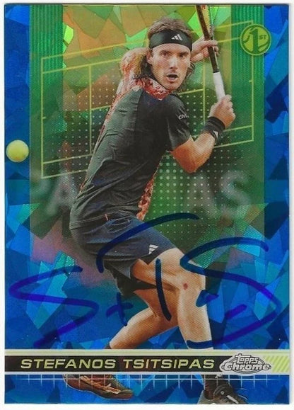 Stefanos Tsitsipas Autographed/Signed 2024 Topps Chrome Sapphire 1st Card Exact Proof!