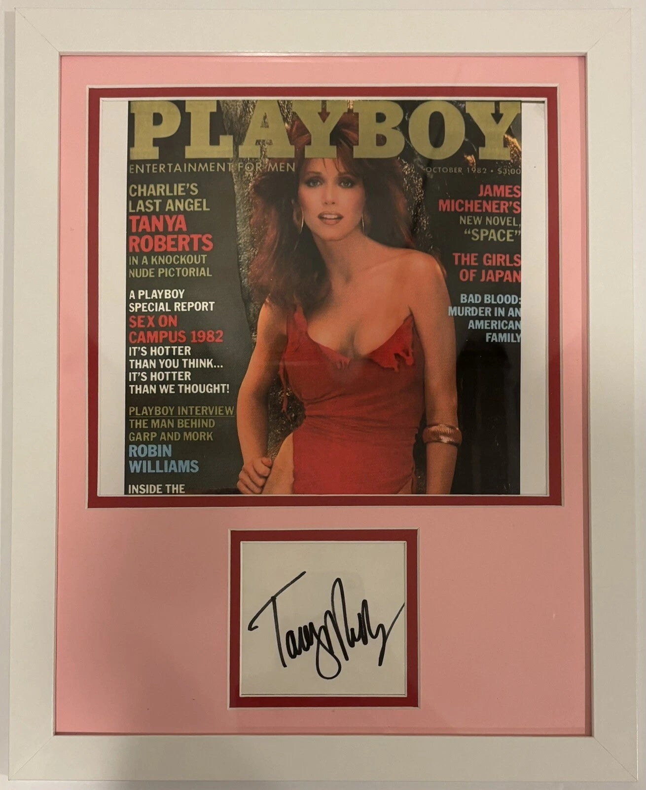 Tanya Roberts Autographed/Signed Cut ACOA 11x14 Framed Custom & 2x Mat with Playboy Magazine Photo!