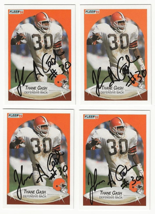 LOT Of 4 Thane Gash Autographed/Signed 1990 Fleer NFL Cards Cleveland Browns!