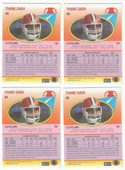 LOT Of 4 Thane Gash Autographed/Signed 1990 Fleer NFL Cards Cleveland Browns!