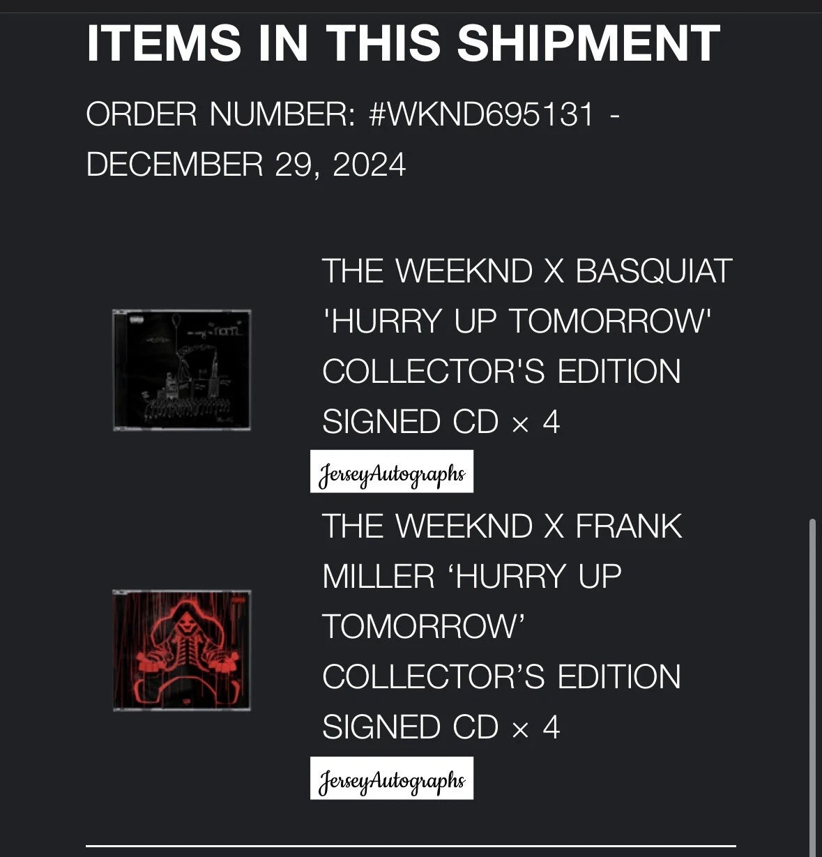 The Weeknd Autographed/Signed Hurry Up Tomorrow CD Insert Frank Miller Limited Edition Sealed!