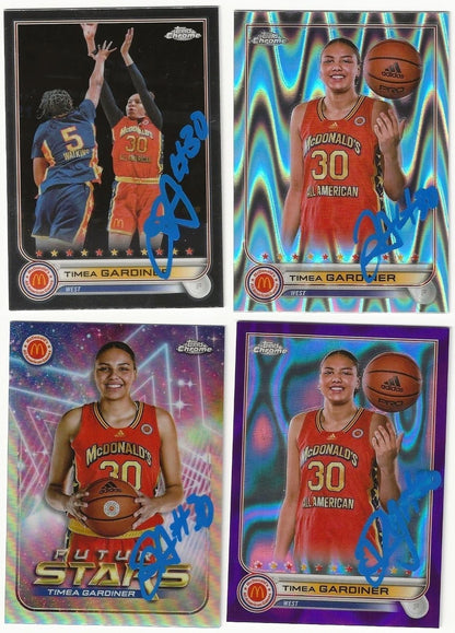 LOT Of 4 Timea Gardiner Autographed/Signed 2022 Topps Chrome McDonald's All-America Cards!