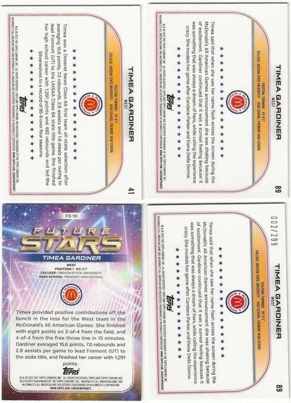 LOT Of 4 Timea Gardiner Autographed/Signed 2022 Topps Chrome McDonald's All-America Cards!