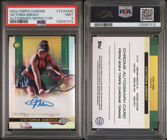 Victoria Mboko 2024 Topps Chrome Tennis Refractor /499 Auto RC PSA 9!