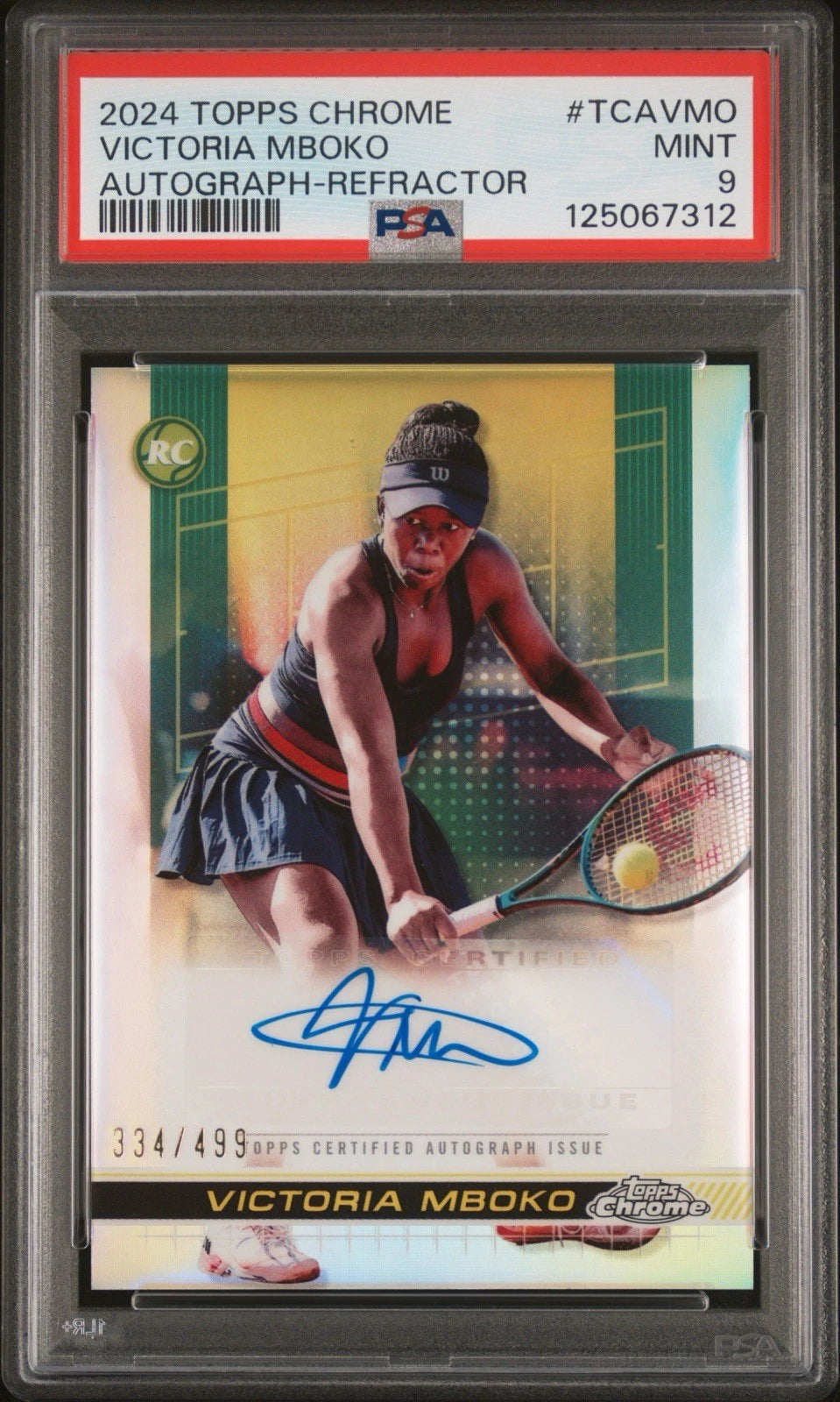 Victoria Mboko 2024 Topps Chrome Tennis Refractor /499 Auto RC PSA 9!