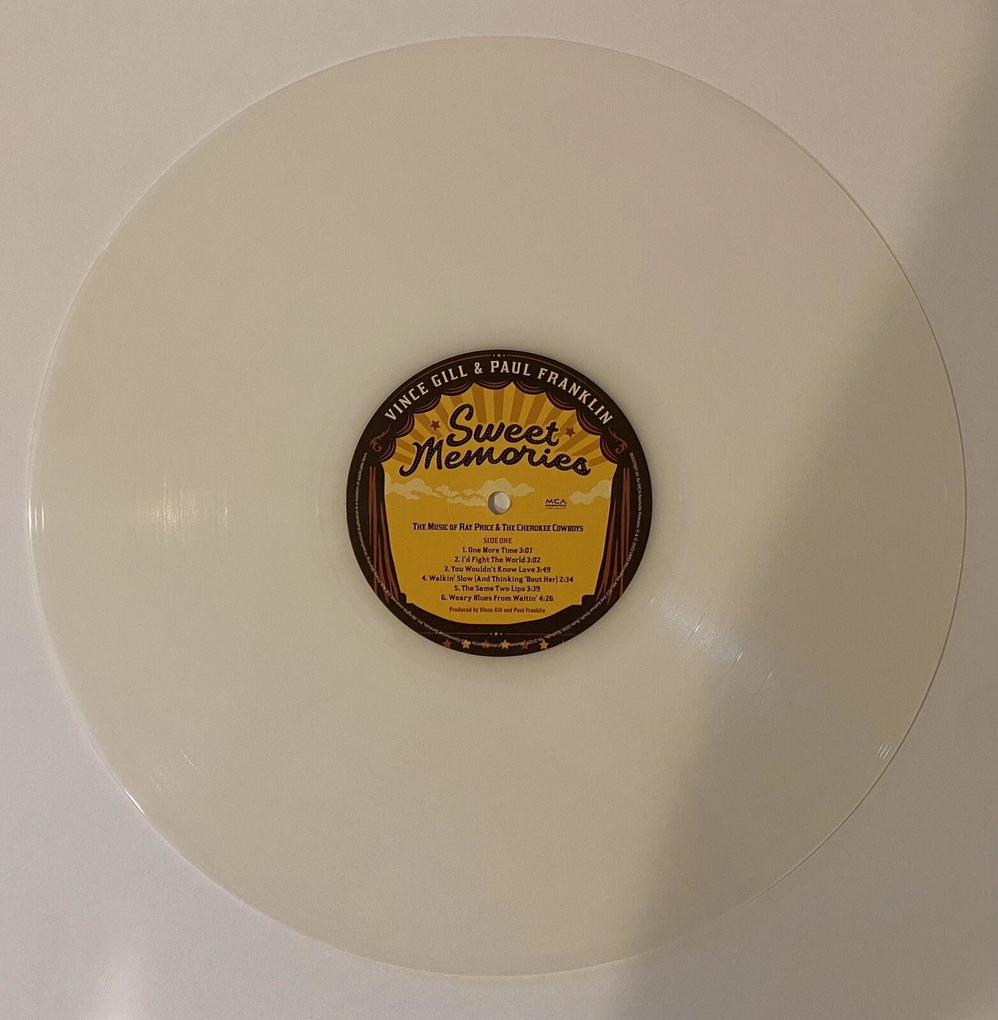 Vince Gill & Paul Franklin Signed Sweet Memories 11x11 Photo Art Card & Vinyl!