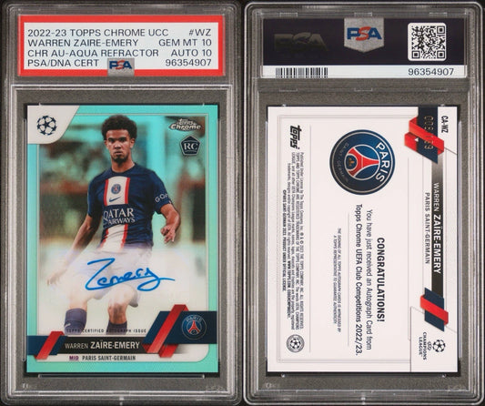 Warren Zaire-Emery 2022-23 Topps Chrome Aqua Refractor /199 RC PSA Card 10 Auto 10!
