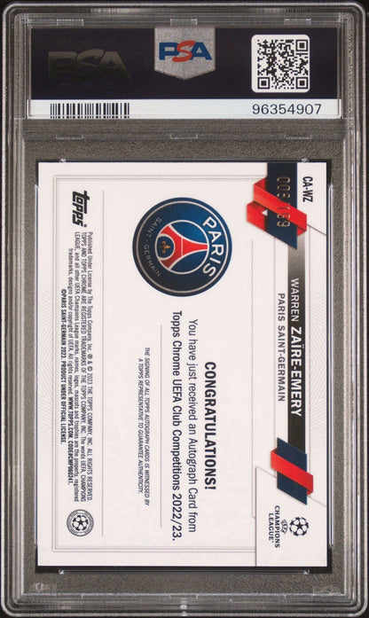 Warren Zaire-Emery 2022-23 Topps Chrome Aqua Refractor /199 RC PSA Card 10 Auto 10!