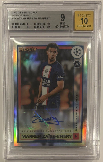 Warren Zaire-Emery 2022 Merlin UEFA RC Auto BGS 9 Auto 10!