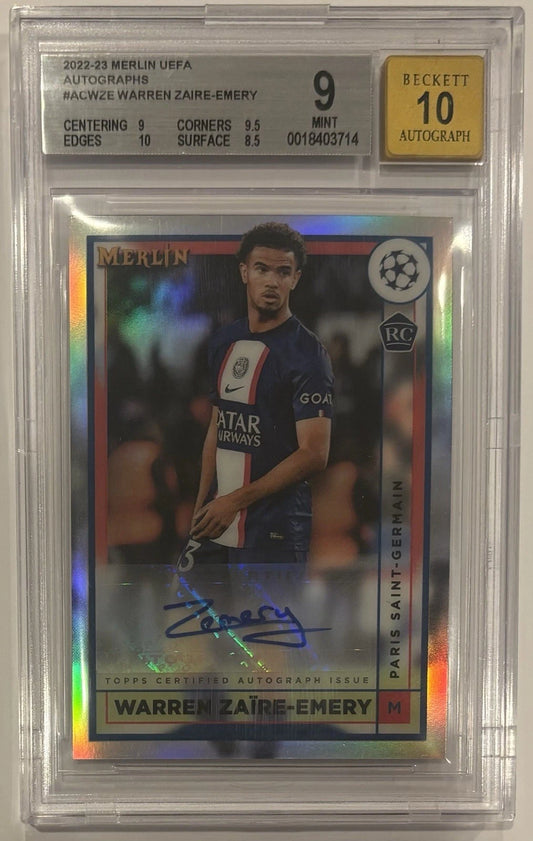 Warren Zaire-Emery 2022 Merlin UEFA RC Auto BGS 9 Auto 10!