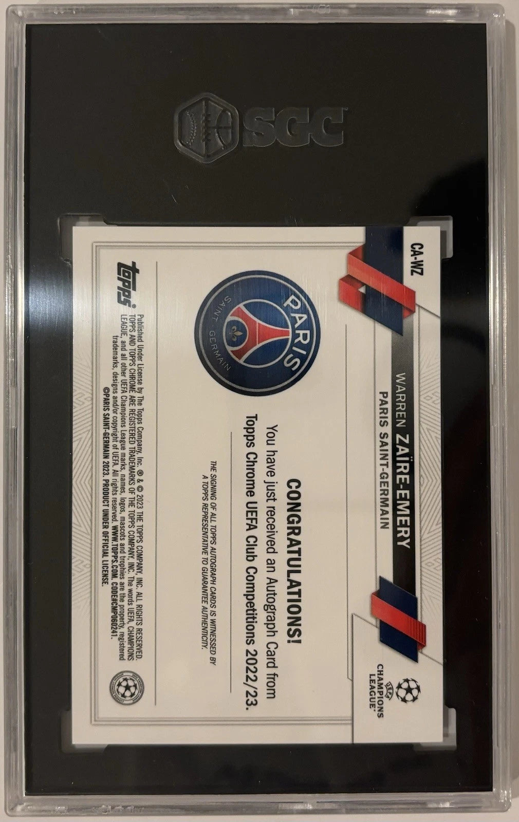 Warren Zaire-Emery 2022-23 Topps Chrome UCC RC SGC Card 10 Auto 10!