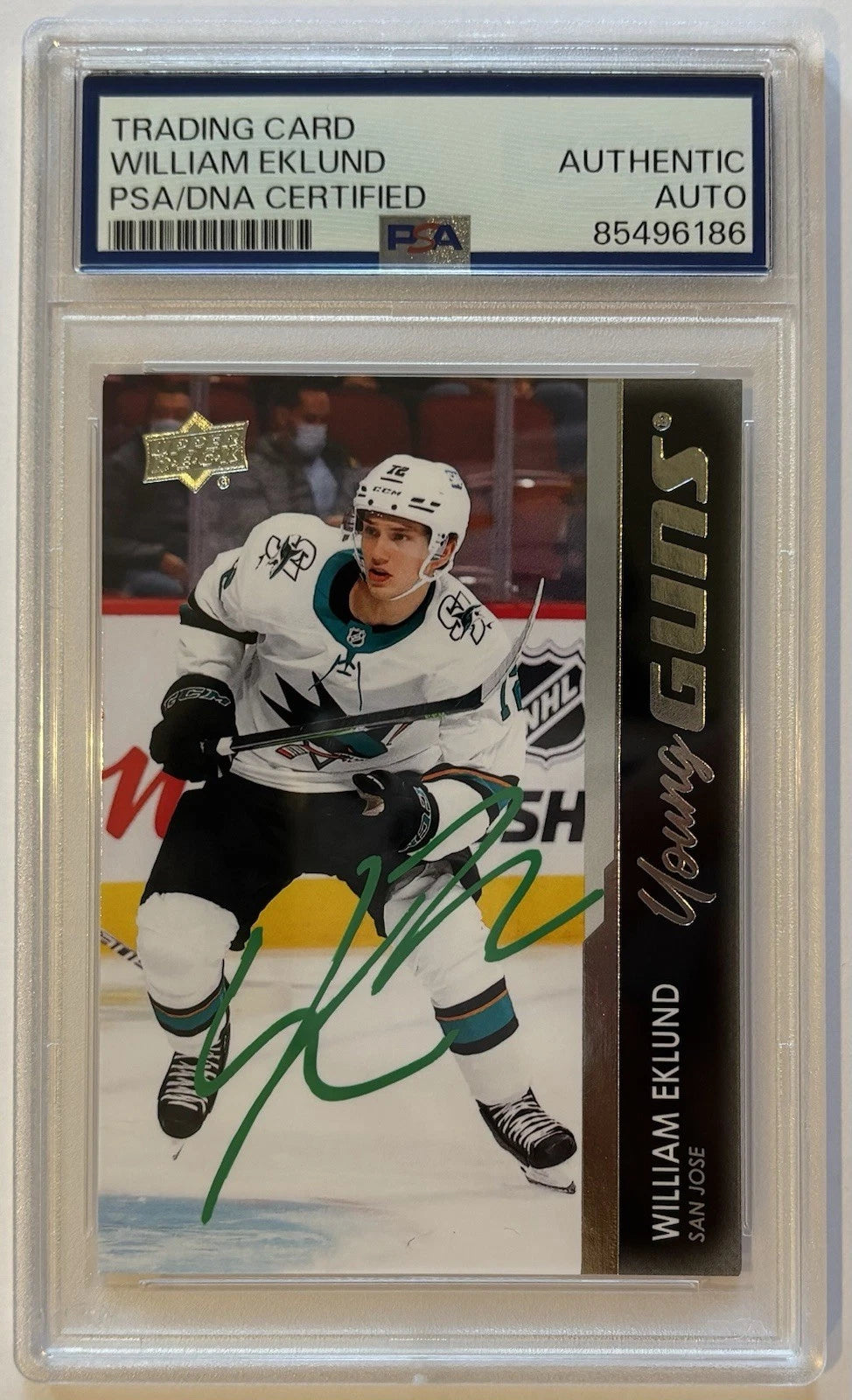 William Eklund Autographed/Signed 2021-22 Upper Deck Young Guns RC Card PSA!
